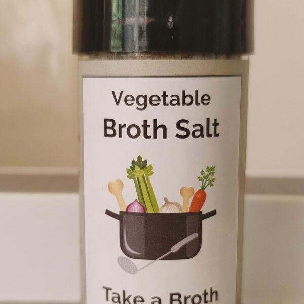 vegetable broth salt vegan glass shaker