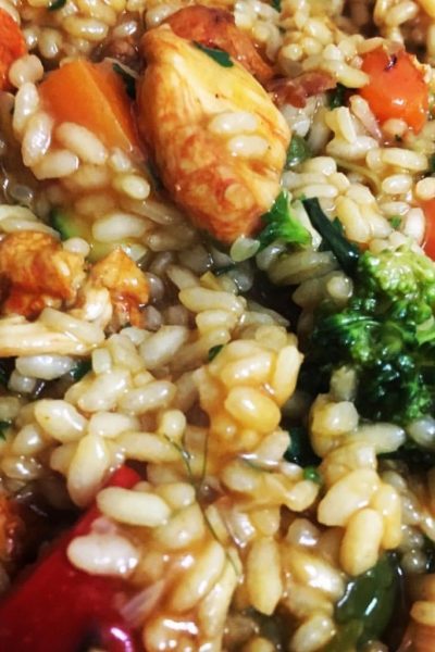 Chicken and Summer Vegetable Risotto with Bone Broth