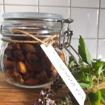 Air Fryer Honey and Bacon Spiced Nuts Father's Day gift baking treats cooking